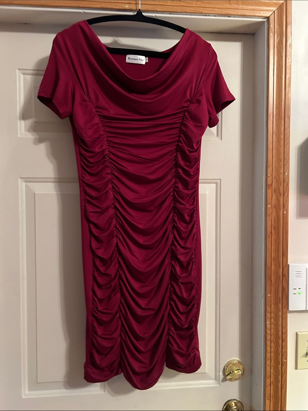 Blaque Label Ruched Cowl Midi Dress in Berry Red